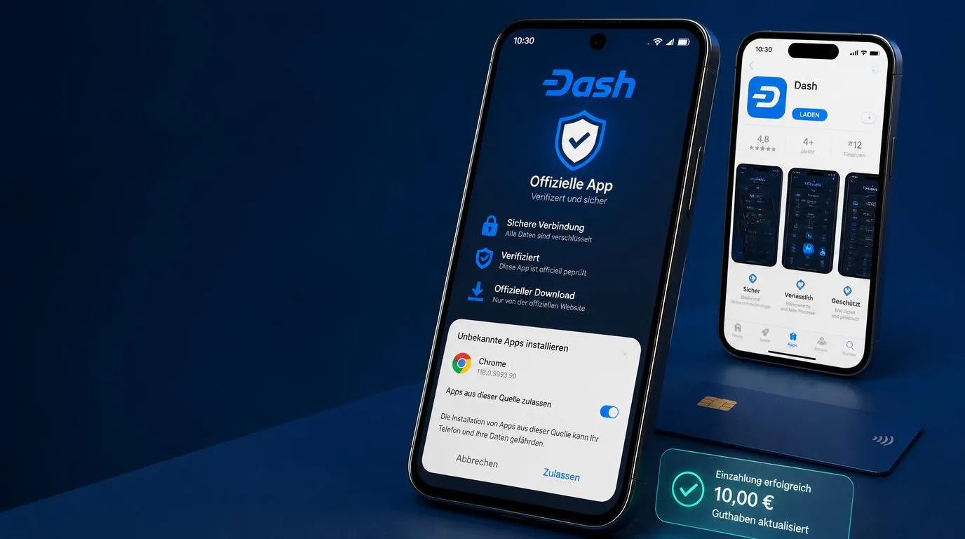 Smartphone mit offizieller Casino-App, Sicherheitsprüfung und bestätigtem App-Download